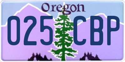 OR license plate 025CBP