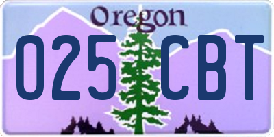 OR license plate 025CBT