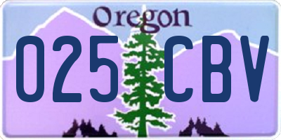 OR license plate 025CBV