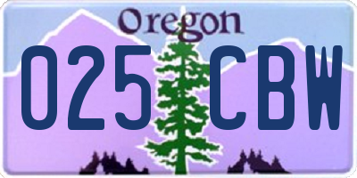 OR license plate 025CBW