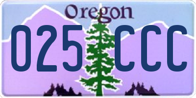 OR license plate 025CCC