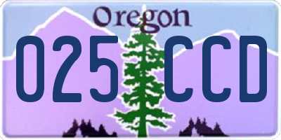 OR license plate 025CCD
