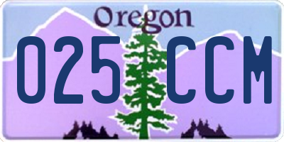 OR license plate 025CCM