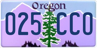 OR license plate 025CCO