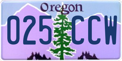 OR license plate 025CCW