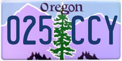OR license plate 025CCY