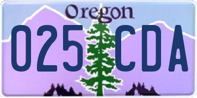OR license plate 025CDA