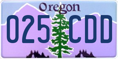 OR license plate 025CDD