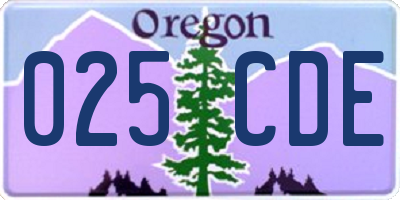 OR license plate 025CDE