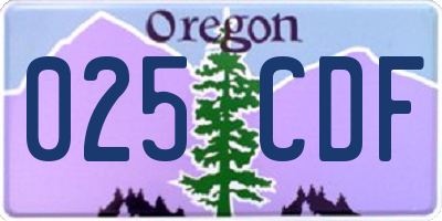 OR license plate 025CDF