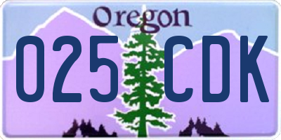 OR license plate 025CDK