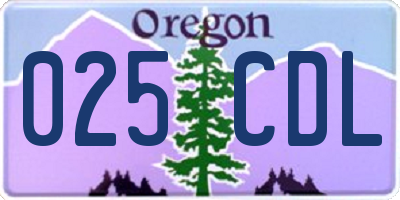 OR license plate 025CDL