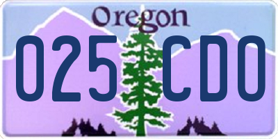 OR license plate 025CDO