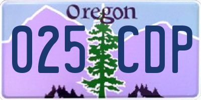 OR license plate 025CDP