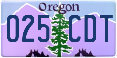 OR license plate 025CDT
