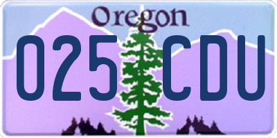 OR license plate 025CDU