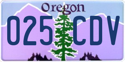 OR license plate 025CDV