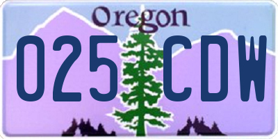OR license plate 025CDW