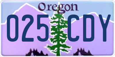 OR license plate 025CDY