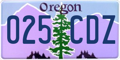 OR license plate 025CDZ