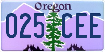 OR license plate 025CEE