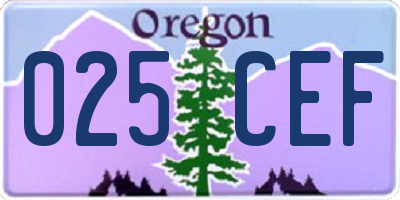 OR license plate 025CEF