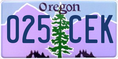 OR license plate 025CEK