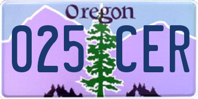 OR license plate 025CER