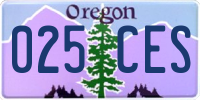 OR license plate 025CES