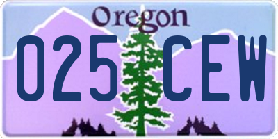 OR license plate 025CEW