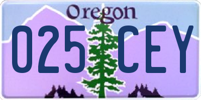 OR license plate 025CEY