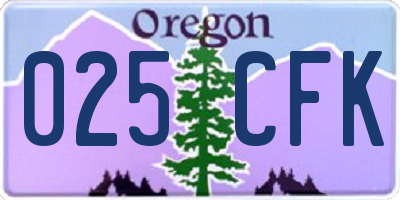 OR license plate 025CFK