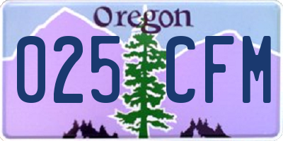 OR license plate 025CFM
