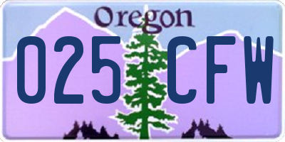 OR license plate 025CFW