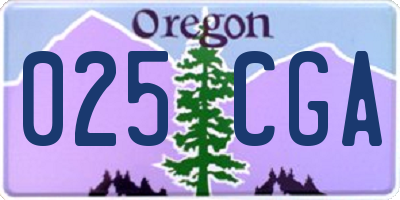 OR license plate 025CGA