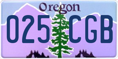 OR license plate 025CGB