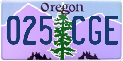 OR license plate 025CGE
