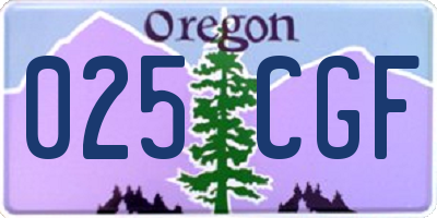 OR license plate 025CGF