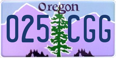 OR license plate 025CGG