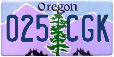 OR license plate 025CGK