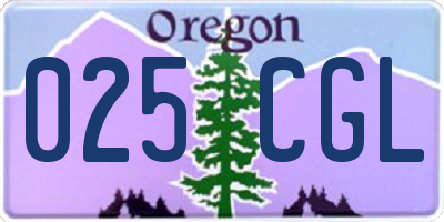 OR license plate 025CGL