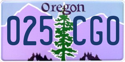 OR license plate 025CGO