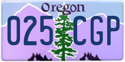 OR license plate 025CGP