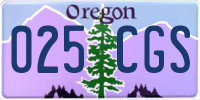 OR license plate 025CGS