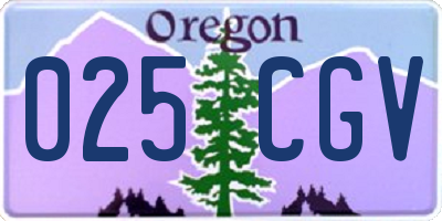 OR license plate 025CGV