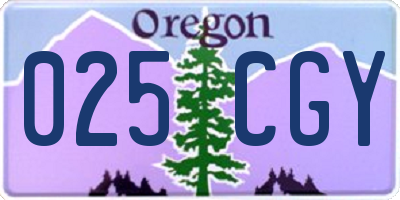 OR license plate 025CGY