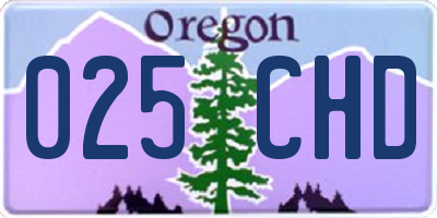 OR license plate 025CHD