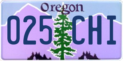 OR license plate 025CHI