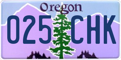 OR license plate 025CHK