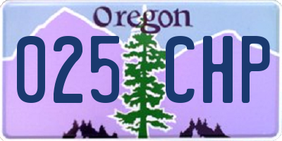 OR license plate 025CHP